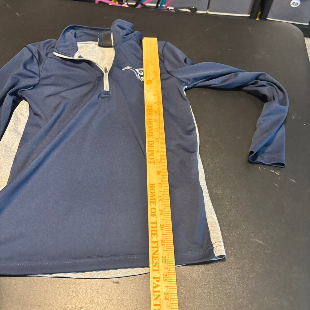 NFL Youth LA Rams 1/4 Zip Pullover Long Sleeve Shirt Blue Gray Team Apparel M - Picture 6 of 7